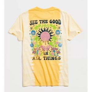 Mens fan club see the good in all things yellow nature T-shirt size medium